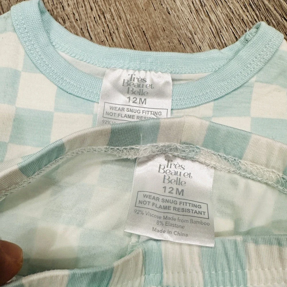 Mick Mack Toddler Pajama Set Bundle 12M Bears Dogs Checkered 4 Sets 8 Pieces